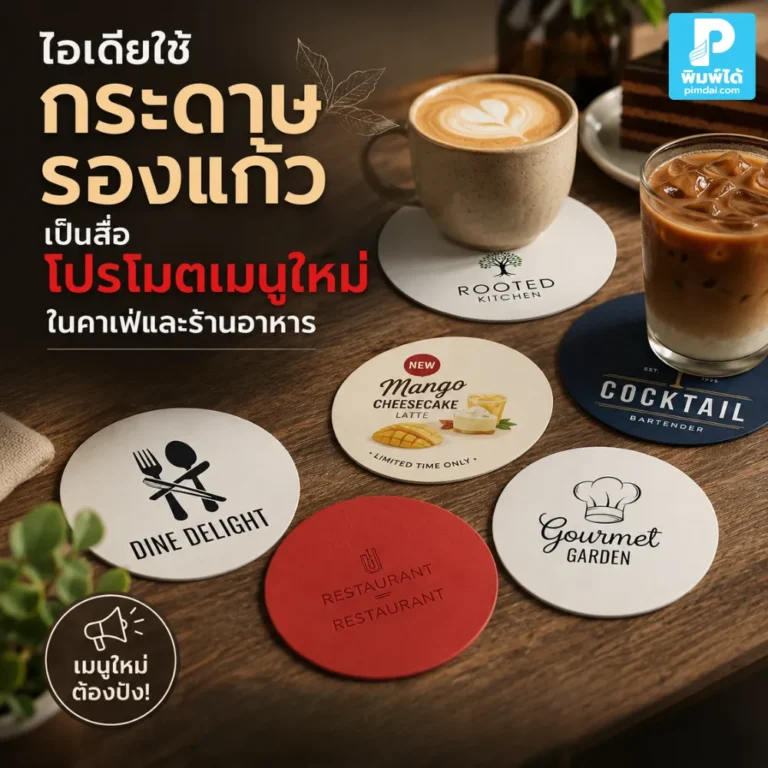 ไอเดียใช้ กระดาษรองแก้ว โปรโมตเมนูใหม่ในคาเฟ่และร้านอาหาร ช่วยให้ลูกค้าเห็นเมนูเด่น เพิ่มการจดจำแบรนด์ และกระตุ้นยอดขายหน้าร้าน