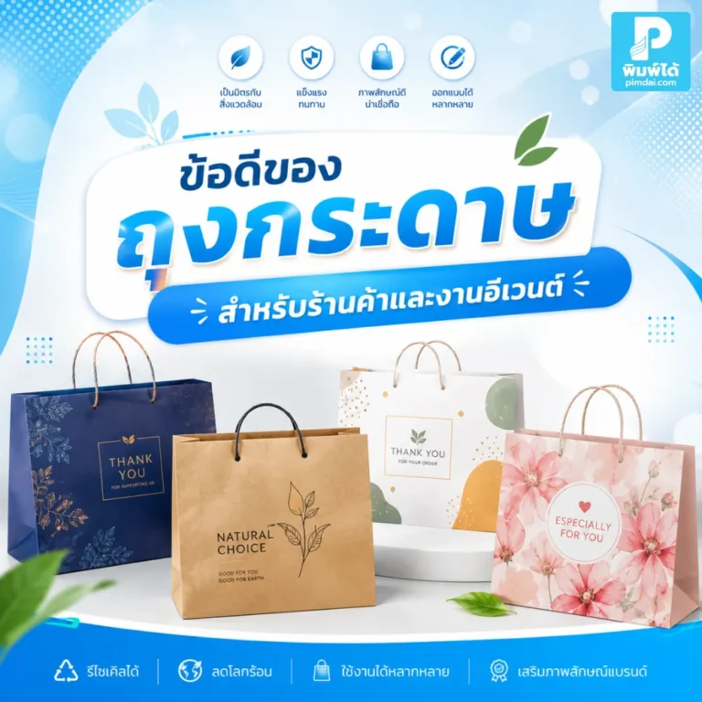 ถุงกระดาษ ช่วยให้สินค้าและแบรนด์ดูดีขึ้น เหมาะกับร้านค้า งานอีเวนต์ ของแจก ของฝาก และแพ็กเกจจิ้งที่ต้องการความพรีเมียม