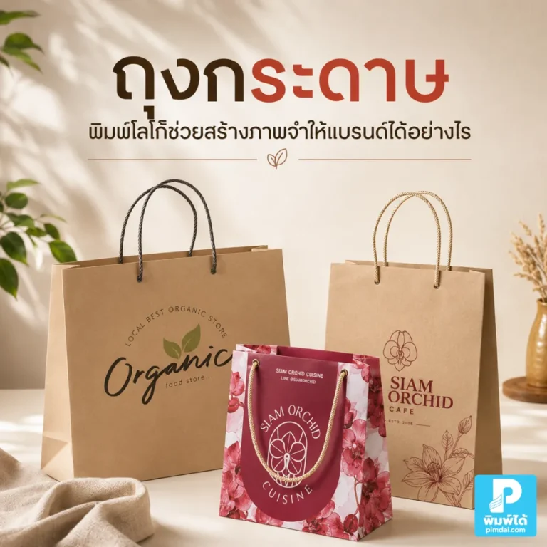 ถุงกระดาษ พิมพ์โลโก้ช่วยให้แบรนด์ดูมืออาชีพ เพิ่มมูลค่าสินค้า และทำให้ลูกค้าจำธุรกิจได้ง่ายขึ้นผ่านดีไซน์ สี และโลโก้