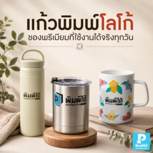แก้วพิมพ์โลโก้ เป็นของพรีเมียมที่ใช้งานได้จริงทุกวัน ช่วยสร้างภาพจำแบรนด์ เหมาะกับของแจกองค์กร งานอีเวนต์ และลูกค้าคนสำคัญ