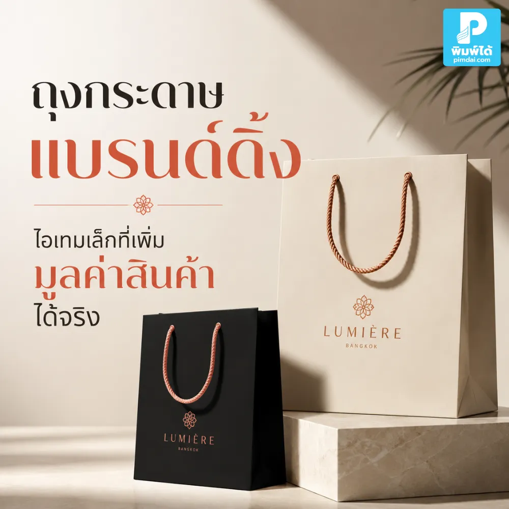 ถุงกระดาษ แบรนด์ดิ้งช่วยเพิ่มมูลค่าสินค้า ทำให้แบรนด์ดูมืออาชีพ สร้างภาพจำผ่านโลโก้ สี และแพ็กเกจจิ้งที่ลูกค้าถือได้จริง
