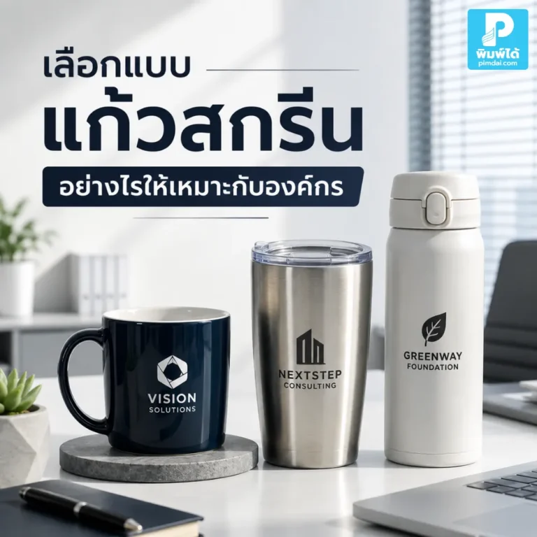 เลือก แก้วสกรีน ให้เหมาะกับองค์กร ต้องดูประเภทแก้ว กลุ่มผู้รับ งบประมาณ โลโก้ สีแบรนด์ และโอกาสใช้งาน เพื่อให้ของพรีเมียมน่าใช้
