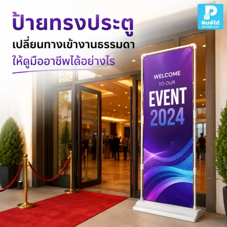 ป้ายทรงประตู ช่วยเปลี่ยนทางเข้างานธรรมดาให้ดูมืออาชีพ สร้างจุดต้อนรับ มองเห็นง่าย สื่อสารแบรนด์ และเพิ่มความประทับใจแรก
