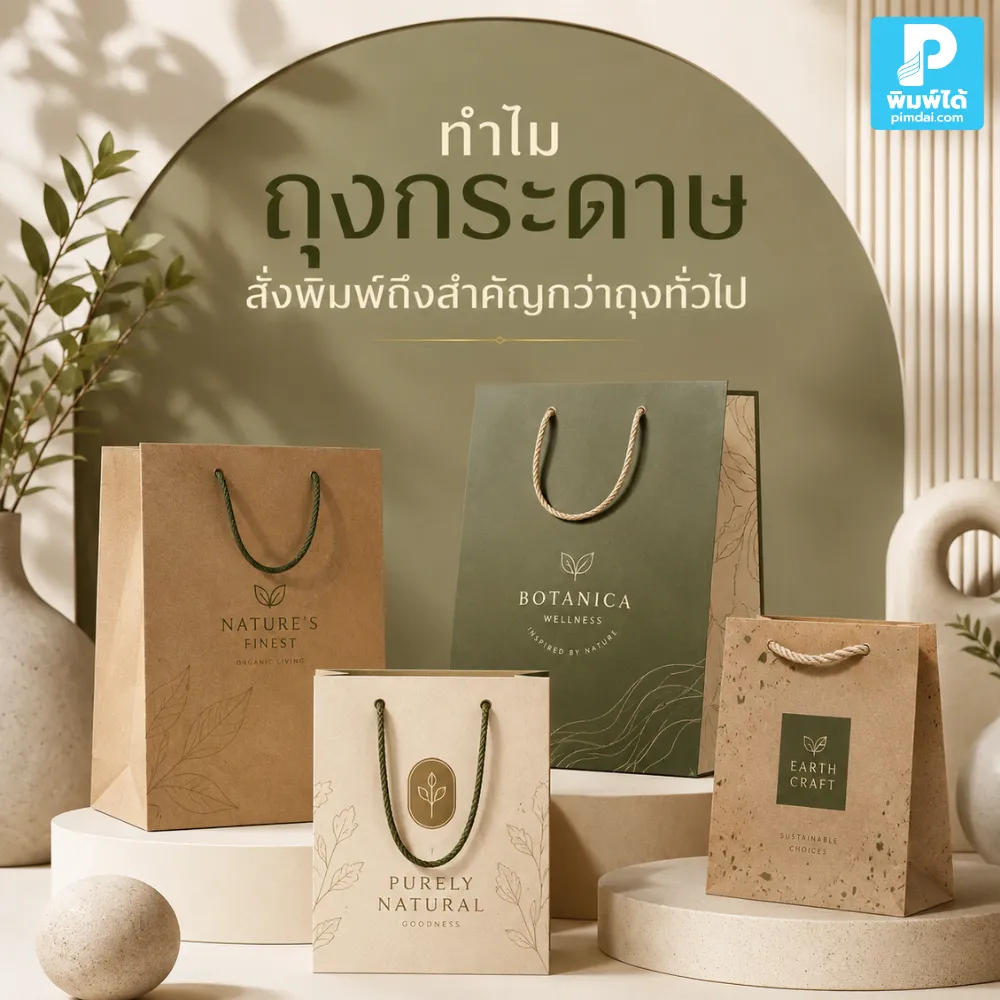 Why are custom-printed paper bags more important than plain bags? ถุงกระดาษ สั่งพิมพ์ช่วยให้สินค้าและแบรนด์ดูมืออาชีพกว่าถุงทั่วไป สร้างภาพจำ เพิ่มมูลค่า และทำให้ลูกค้าประทับใจมากขึ้น