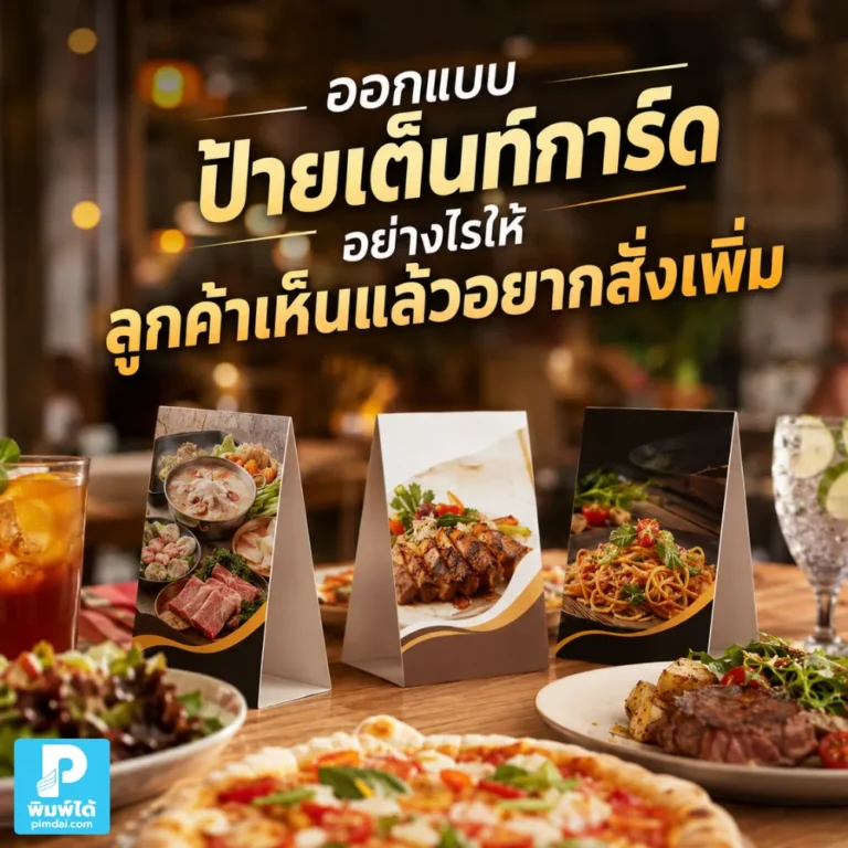 ออกแบบ ป้ายเต็นท์การ์ด ให้ลูกค้าเห็นแล้วอยากสั่งเพิ่ม ต้องใช้ภาพชัด ข้อความสั้น ราคาเด่น โปรเข้าใจง่าย และวางบนโต๊ะให้เห็นชัด