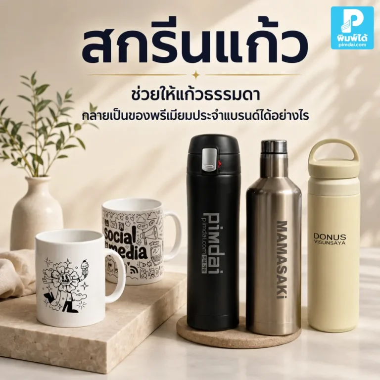 สกรีนแก้ว ช่วยเปลี่ยนแก้วธรรมดาให้เป็นของพรีเมียมประจำแบรนด์ เพิ่มภาพจำ ใช้งานได้จริง เหมาะกับของแจกองค์กร ร้านค้า และอีเวนต์