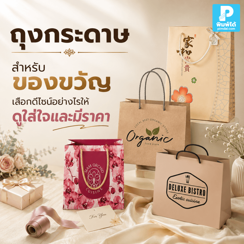 ถุงกระดาษ สำหรับของขวัญ ช่วยให้แพ็กเกจดูพรีเมียม เลือกดีไซน์ สี วัสดุ และโลโก้อย่างไรให้ของขวัญดูใส่ใจและมีราคา