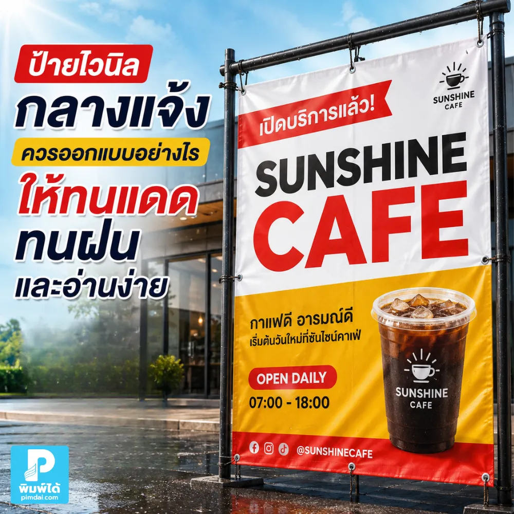 ป้ายไว นิลกลางแจ้งควรออกแบบให้ทนแดด ทนฝน และอ่านง่าย ด้วยวัสดุที่เหมาะสม สีตัดกัน ตัวอักษรชัด ข้อความกระชับ และตำแหน่งติดตั้งที่ปลอดภัย