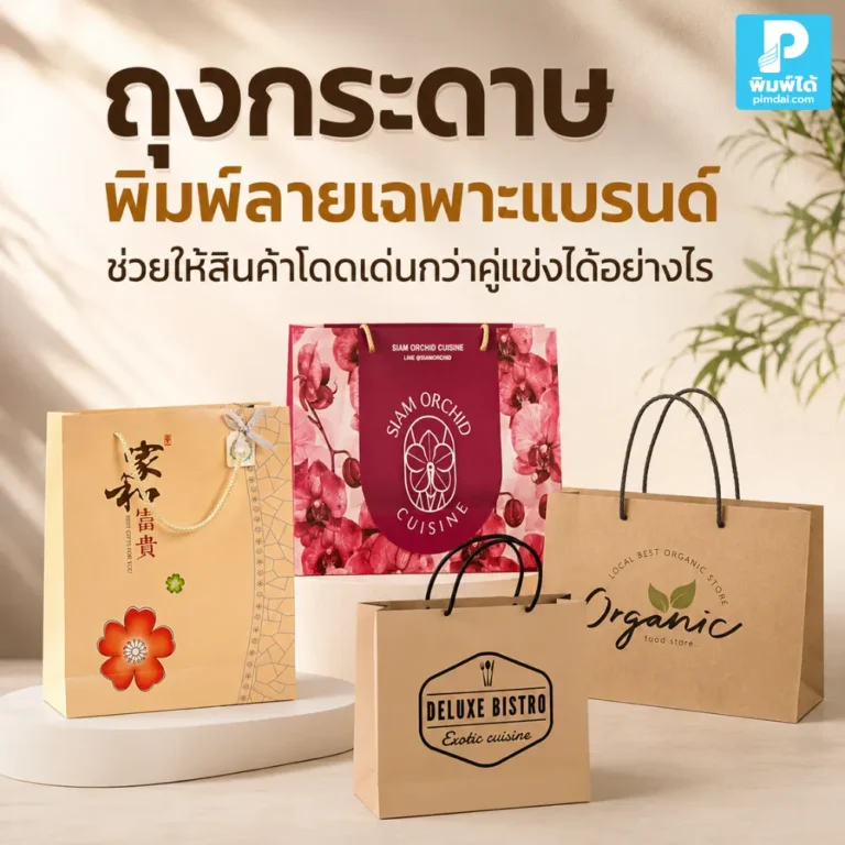 How can branded paper bags help your product stand out from the competition? ถุงกระดาษ พิมพ์ลายเฉพาะแบรนด์ ช่วยให้สินค้าโดดเด่น สร้างภาพจำ เพิ่มความน่าเชื่อถือ และทำให้แพ็กเกจจิ้งดูมีเอกลักษณ์