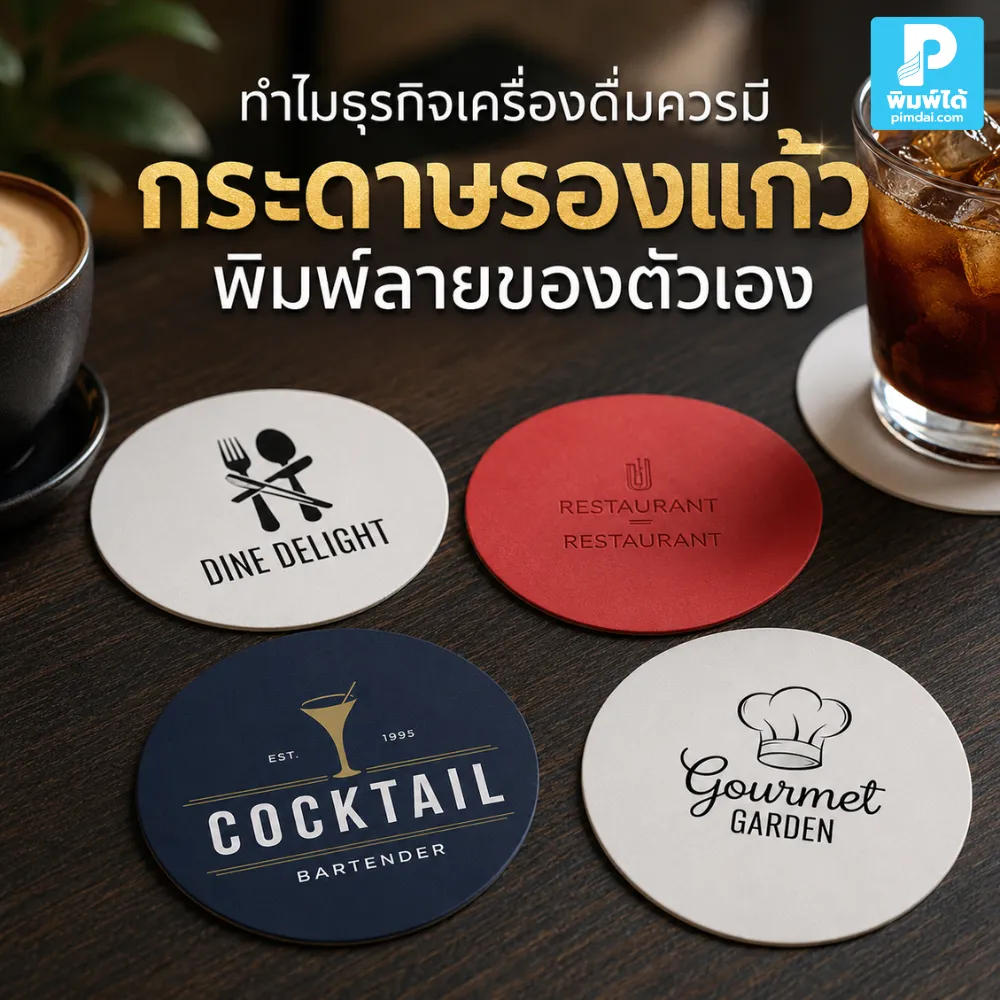 Why beverage businesses should have their own custom-printed coasters. กระดาษรองแก้ว พิมพ์ลาย ช่วยให้ธุรกิจเครื่องดื่มดูเป็นมืออาชีพ เพิ่มภาพจำแบรนด์ โต๊ะดูดี และสร้างประสบการณ์ลูกค้าได้มากขึ้น