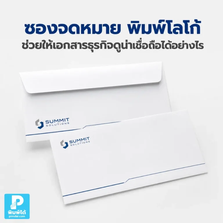 ซองจดหมาย พิมพ์โลโก้ช่วยให้เอกสารธุรกิจดูน่าเชื่อถือ เป็นมืออาชีพ และสร้างภาพจำให้แบรนด์ตั้งแต่ก่อนเปิดอ่านเอกสาร