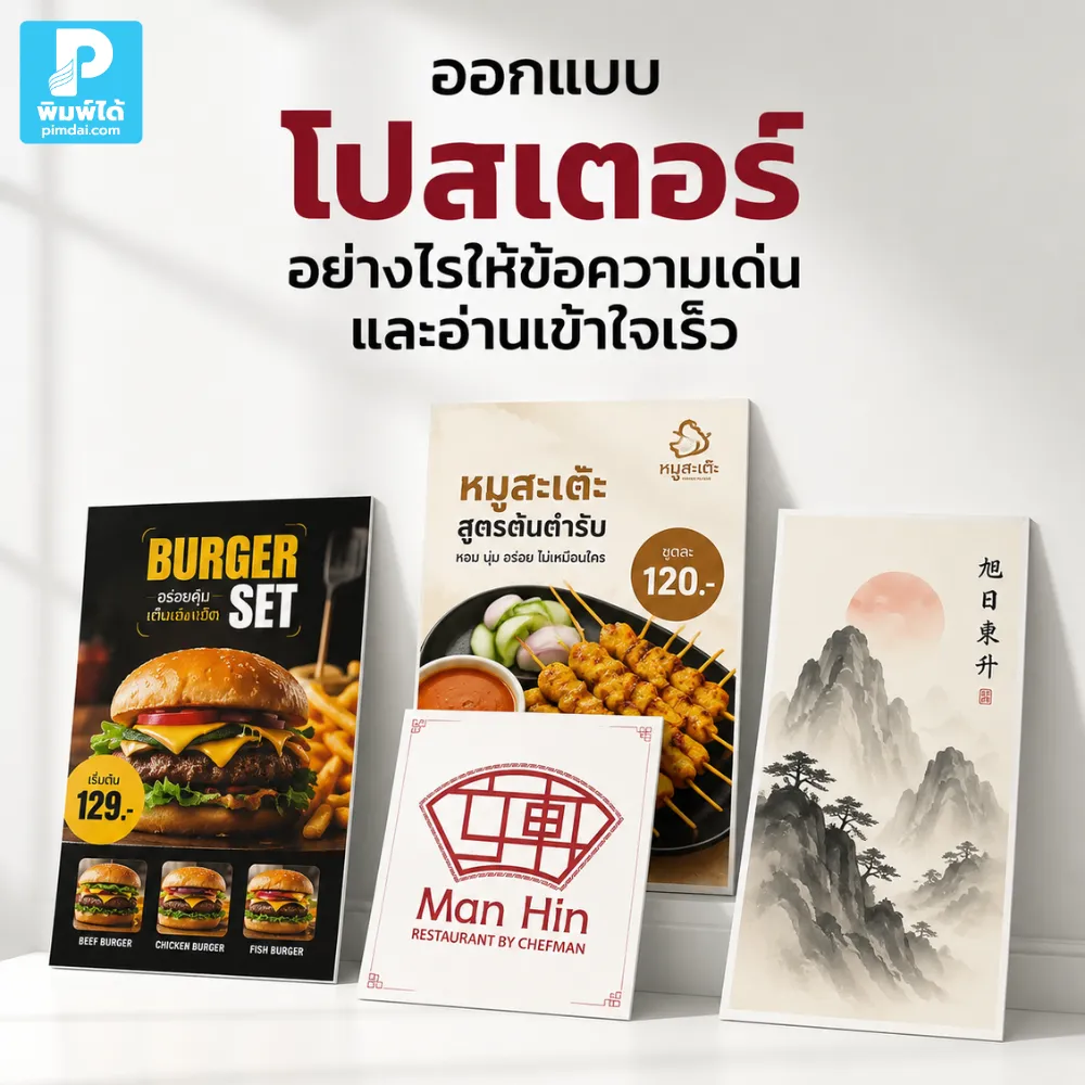 How to design a poster so that the text stands out and is quick to read. ออกแบบ โปสเตอร์ อย่างไรให้ข้อความเด่นและอ่านเข้าใจเร็ว แนะนำการจัดลำดับข้อมูล เลือกฟอนต์ สี ภาพ และ Call to Action ให้สื่อสารได้ชัดเจน