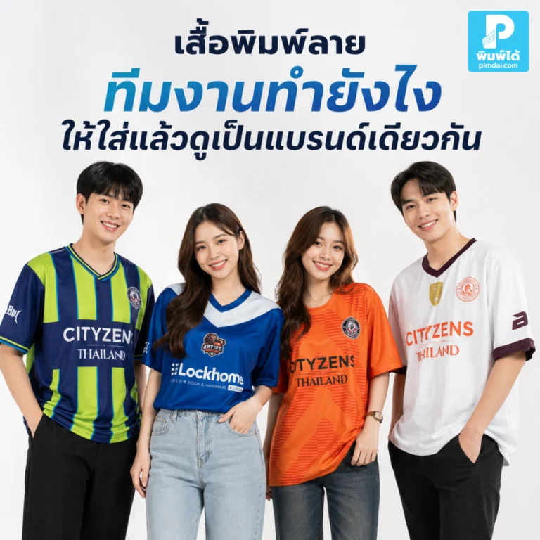 เสื้อพิมพ์ลาย ทีมงานทำยังไงให้ใส่แล้วดูเป็นแบรนด์เดียวกัน แนะนำการคุมสี โลโก้ รูปแบบเสื้อ ไซซ์ ชื่อเบอร์ และไฟล์งานก่อนสั่งผลิต