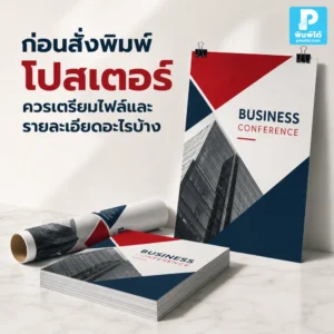ก่อนสั่งพิมพ์ โปสเตอร์ ควรเตรียมไฟล์และรายละเอียดอะไรบ้าง แนะนำการเตรียมขนาดงาน ภาพ โลโก้ ข้อความ สี QR Code ระยะตัด และข้อมูลสำหรับโรงพิมพ์