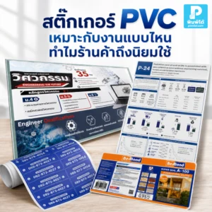 สติ๊กเกอร์ PVC เหมาะกับงานแบบไหน ทำไมร้านค้าถึงนิยมใช้ อธิบายการใช้งาน ฉลากสินค้า ตกแต่งแพ็กเกจ ติดกระจก งานอีเวนต์ และงานกลางแจ้ง