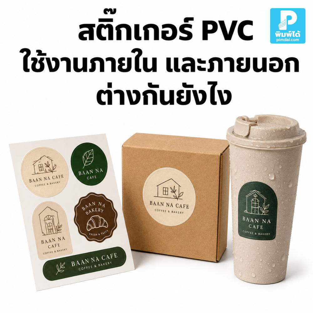 สติ๊กเกอร์ PVC ใช้งานภายในและภายนอกต่างกันยังไง แนะนำการเลือกวัสดุ ระบบพิมพ์ ความทนแดด ฝน ความชื้น และการใช้งานให้เหมาะกับสินค้า