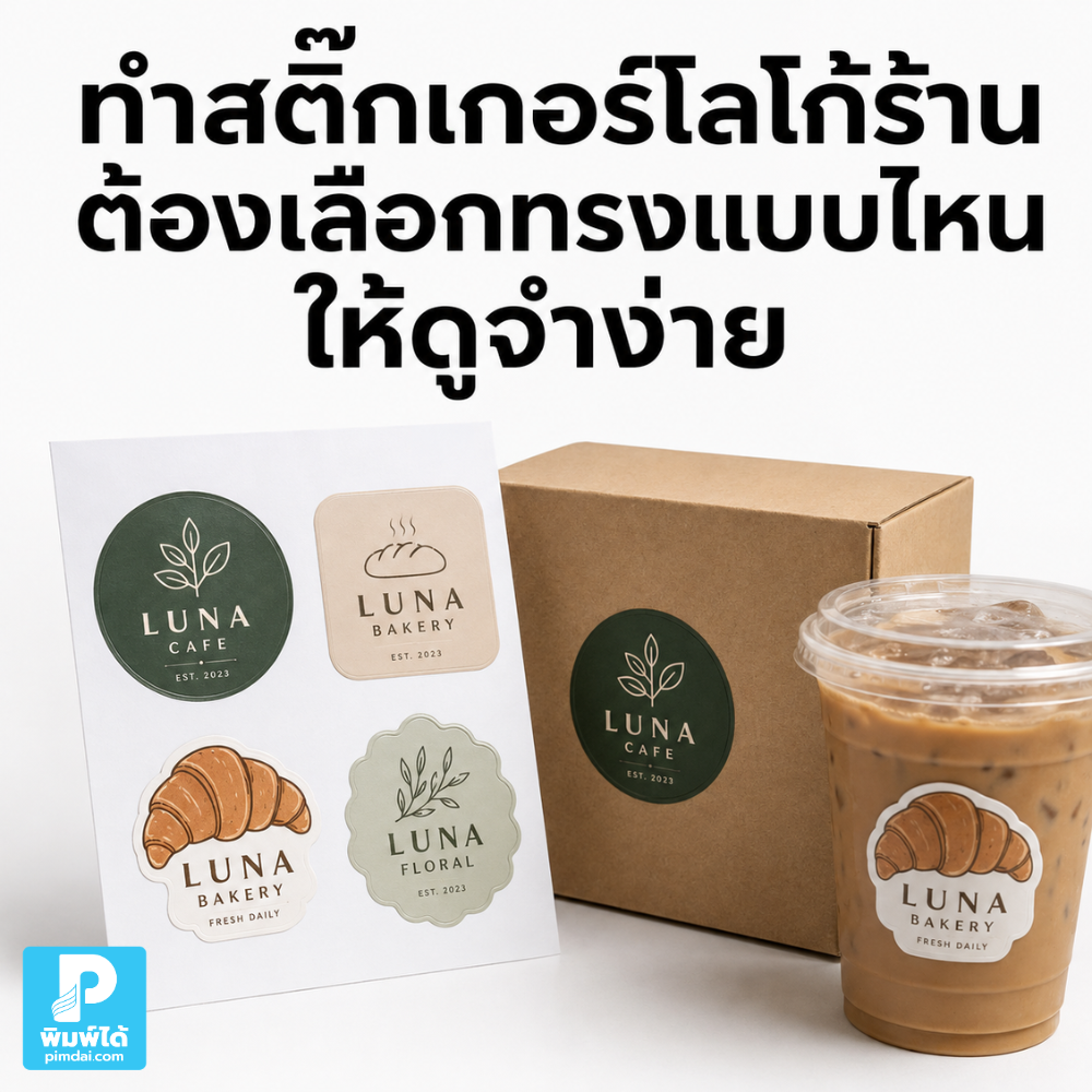 ทำสติ๊กเกอร์โลโก้ร้านต้องเลือกทรงแบบไหนให้ดูจำง่าย แนะนำทรงกลม สี่เหลี่ยม วงรี ไดคัท และการเลือกให้เข้ากับแพ็กเกจจิ้ง