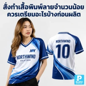 สั่งทำเสื้อพิมพ์ลายจำนวนน้อยควรเตรียมอะไรบ้างก่อนผลิต แนะนำไฟล์ลาย ขนาด สีเสื้อ ไซซ์ จำนวนตัว และรายละเอียดที่ต้องสรุปก่อนสั่งงาน