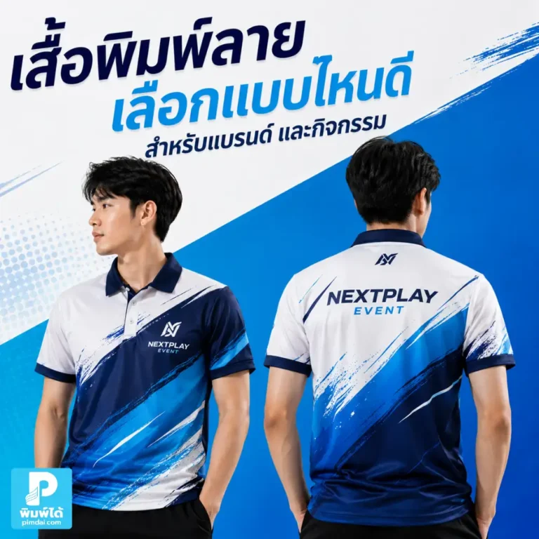 เสื้อพิมพ์ลายเลือกแบบไหนดีสำหรับแบรนด์และกิจกรรม แนะนำการเลือกทรงเสื้อ เนื้อผ้า สี ลายพิมพ์ ตำแหน่งโลโก้ และการใช้งานให้เหมาะกับเป้าหมาย