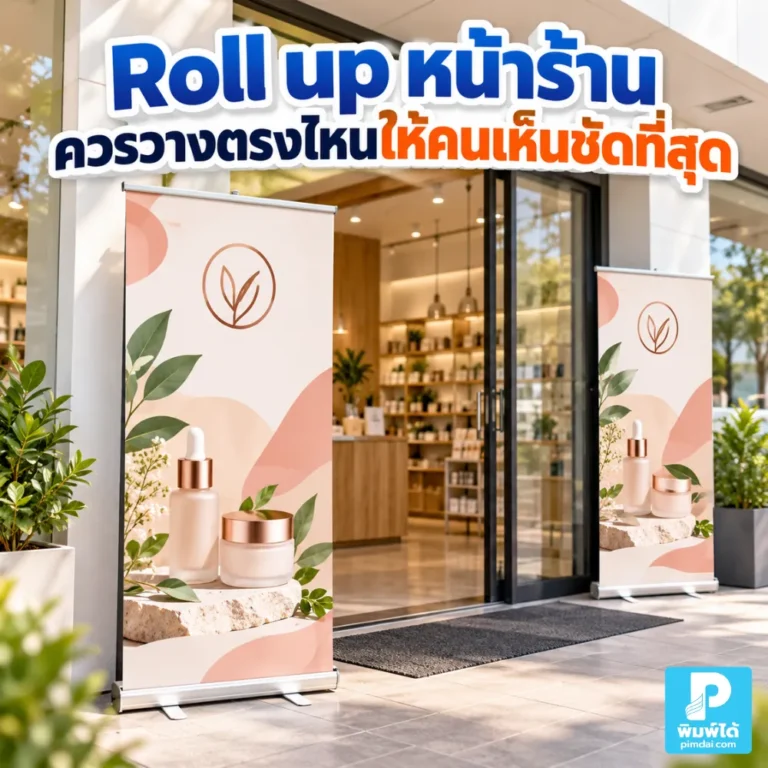 Roll up หน้าร้านควรวางตรงไหนให้คนเห็นชัดที่สุด แนะนำตำแหน่งหน้าประตู จุดทางเดิน มุมสายตา และข้อควรเลี่ยงเพื่อให้ป้ายดึงลูกค้าได้ดี