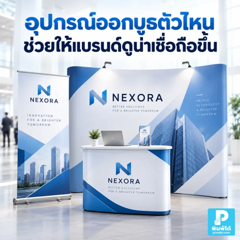 อุปกรณ์ออกบูธตัวไหนช่วยให้แบรนด์ดูน่าเชื่อถือขึ้น แนะนำ Roll up เคาน์เตอร์ Backdrop ป้ายราคา โบรชัวร์ และสื่อที่ช่วยให้บูธดูมืออาชีพ