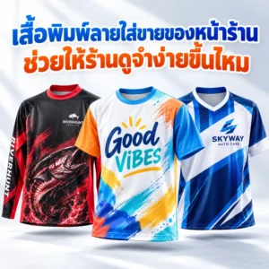 เสื้อพิมพ์ลายใส่ขายของหน้าร้านช่วยให้ร้านดูจำง่ายขึ้นไหม แนะนำการใช้สี โลโก้ ข้อความ และดีไซน์เสื้อให้ช่วยสร้างภาพจำแบรนด์