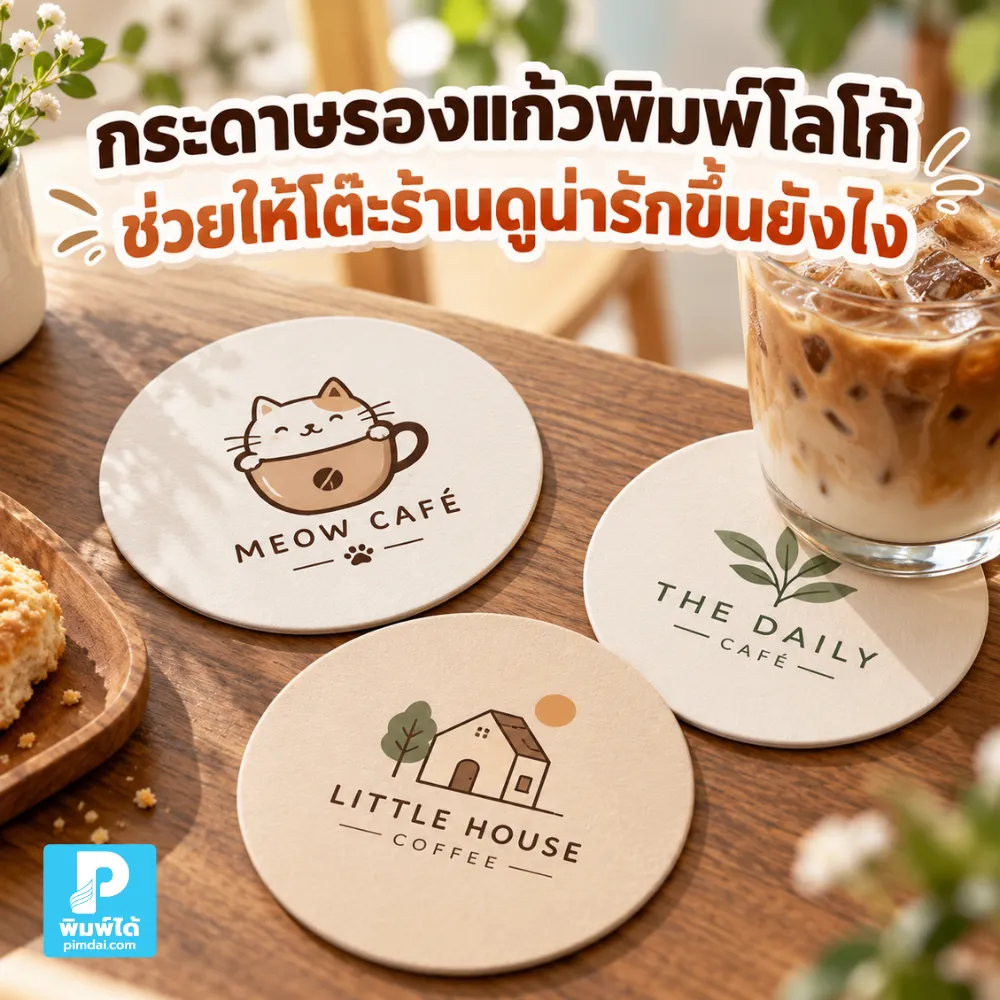 กระดาษรองแก้วพิมพ์โลโก้ช่วยให้โต๊ะร้านดูน่ารักและเป็นแบรนด์ขึ้นได้อย่างไร แนะนำการเลือกสี ลาย โลโก้ และการจัดวางให้เข้ากับแก้วและโต๊ะ
