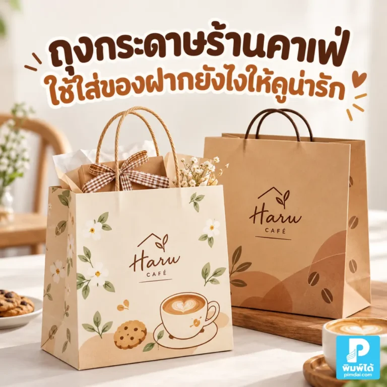 ถุงกระดาษร้านคาเฟ่ใส่ของฝากควรเลือกแบบไหนให้น่ารัก ดูเป็นแบรนด์ และถือสะดวก แนะนำสี ขนาด หูหิ้ว สติ๊กเกอร์ และการจัดแพ็กเกจ