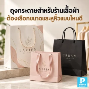 ถุงกระดาษสำหรับร้านเสื้อผ้าควรเลือกขนาดและหูหิ้วแบบไหนดี แนะนำวิธีวัดเสื้อ เลือกก้นถุง ความสูง และหูหิ้วให้ถือสะดวกและดูเป็นแบรนด์