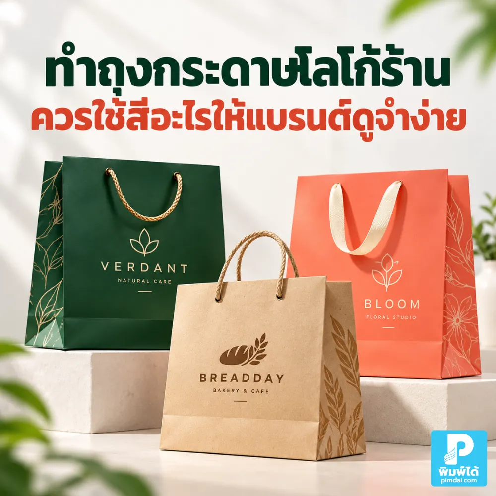 ทำถุงกระดาษโลโก้ร้านควรใช้สีอะไรให้คนจำแบรนด์ง่าย แนะนำการเลือกสีพื้น สีโลโก้ คู่สี และวิธีใช้สีให้เข้ากับภาพลักษณ์ร้าน