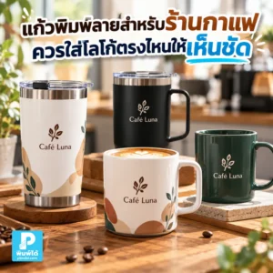 แก้วพิมพ์ลายร้านกาแฟควรวางโลโก้ตรงไหนให้เห็นชัด แนะนำตำแหน่ง ขนาด สี และการจัดวางโลโก้ให้เหมาะกับแก้วและการถ่ายรูป